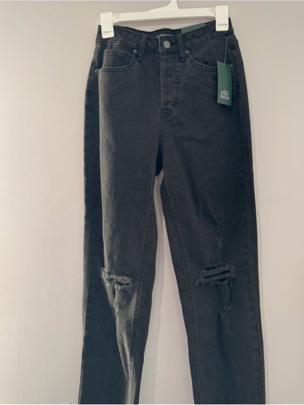 High-Rise Black Distressed Jeans